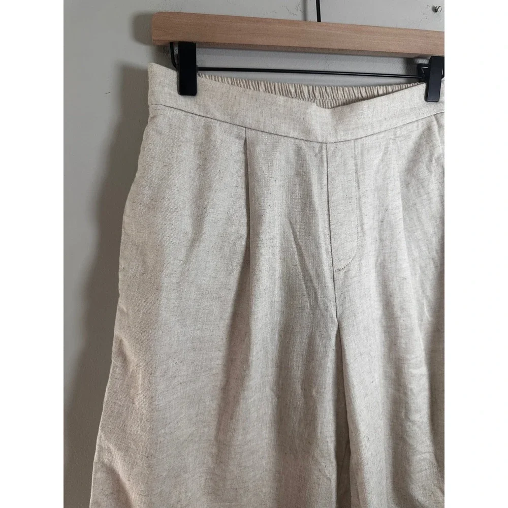 Banana Republic Linen‎ Blend Wide Leg Cropped Pants Flax Beige Size XS 25 Inseam
